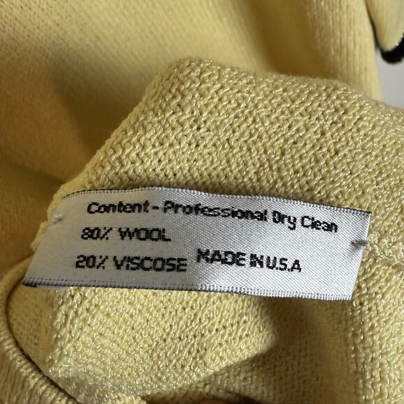 VTG JSS Knit Sweater Women M Yellow Wool Knitted Pockets Beaded Long Sleeve - Picture 15 of 15